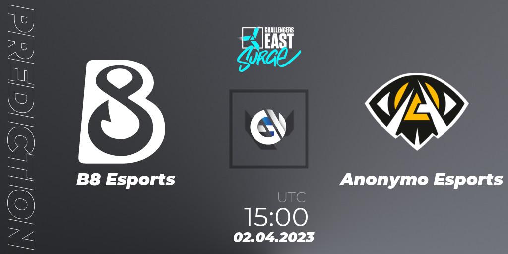 B8 Esports - Anonymo Esports: прогноз. 02.04.23, VALORANT, VALORANT Challengers 2023 East: Surge Split 2