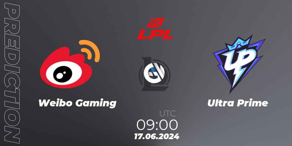 Weibo Gaming - Ultra Prime: прогноз. 17.06.2024 at 09:00, LoL, LPL 2024 Summer - Group Stage