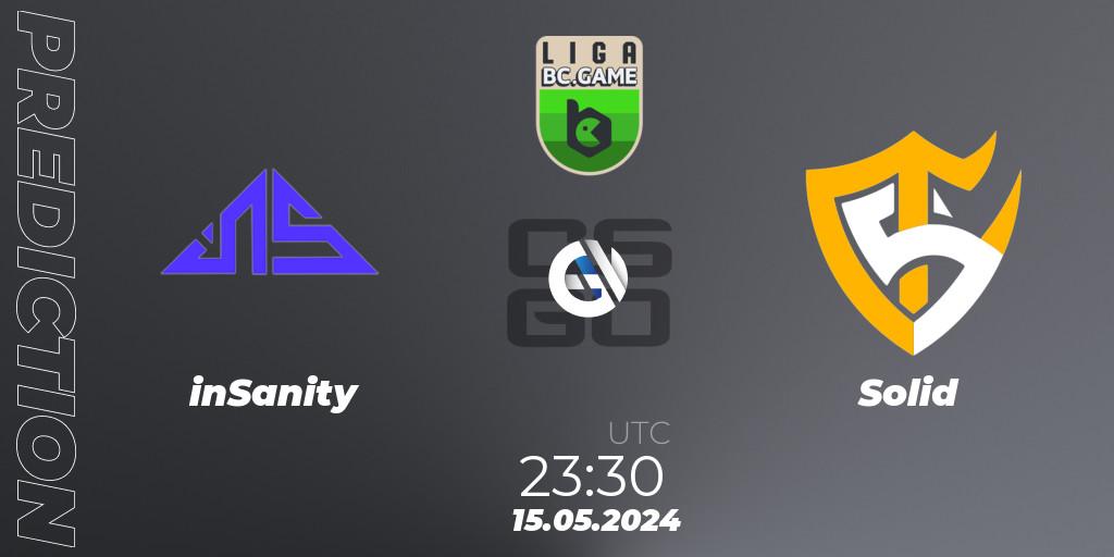 inSanity - Solid: прогноз. 15.05.2024 at 23:45, Counter-Strike (CS2), Dust2 Brasil Liga Season 3