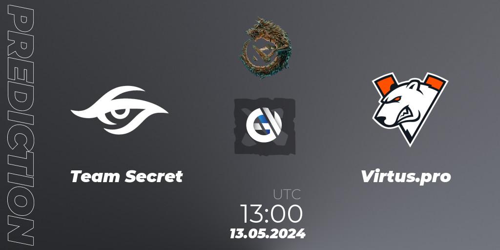 Team Secret - Virtus.pro: прогноз. 13.05.2024 at 11:30, Dota 2, PGL Wallachia Season 1 - Group Stage