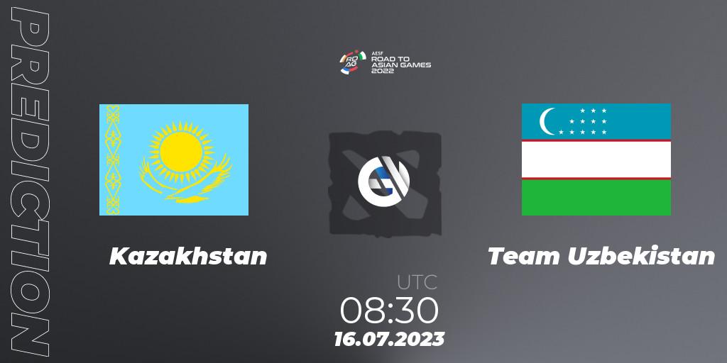 Kazakhstan - Team Uzbekistan: прогноз. 16.07.2023 at 08:30, Dota 2, 2022 AESF Road to Asian Games - Central Asia