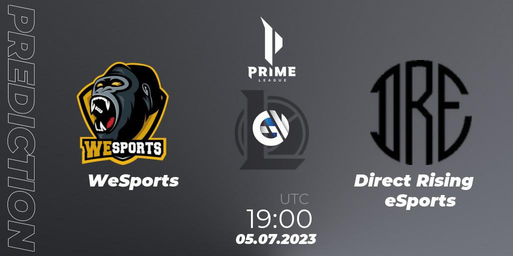 WeSports - Direct Rising eSports: прогноз. 05.07.2023 at 19:00, LoL, Prime League 2nd Division Summer 2023