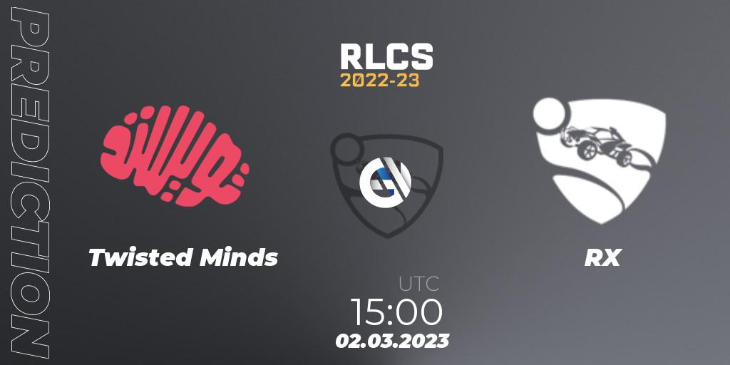 Twisted Minds - RX: прогноз. 02.03.2023 at 15:00, Rocket League, RLCS 2022-23 - Winter: Middle East and North Africa Regional 3 - Winter Invitational