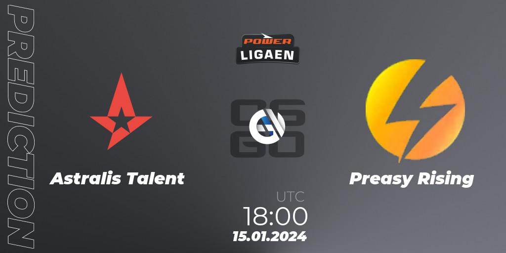 Astralis Talent - Preasy Rising: прогноз. 15.01.2024 at 18:00, Counter-Strike (CS2), Dust2.dk Ligaen Season 25
