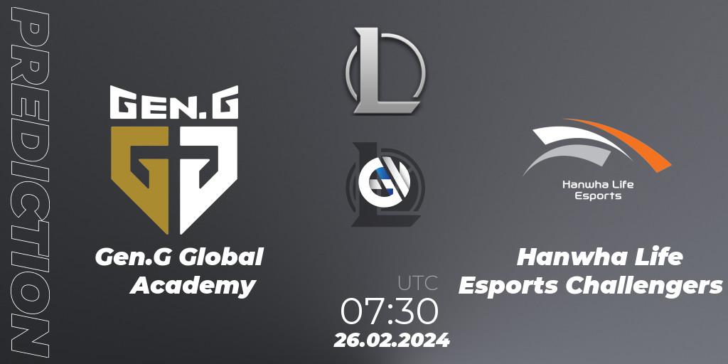 Gen.G Global Academy - Hanwha Life Esports Challengers: прогноз. 26.02.24, LoL, LCK Challengers League 2024 Spring - Group Stage