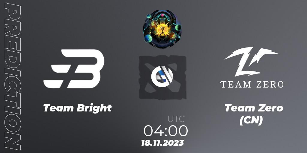 Team Bright - Team Zero (CN): прогноз. 18.11.2023 at 03:54, Dota 2, ESL One Kuala Lumpur 2023: China Closed Qualifier