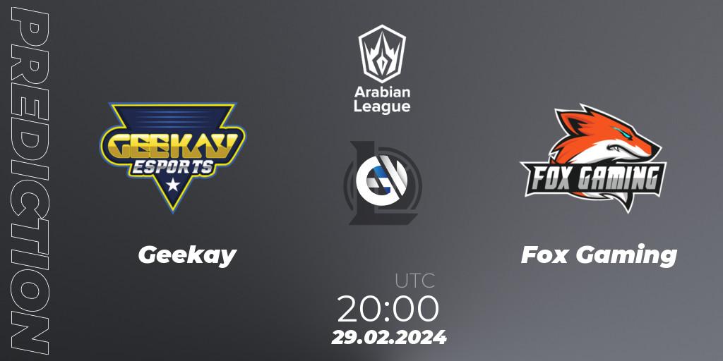Geekay - Fox Gaming: прогноз. 29.02.24, LoL, Arabian League Spring 2024