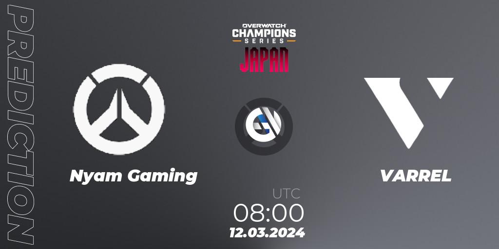 Nyam Gaming - VARREL: прогноз. 12.03.2024 at 09:00, Overwatch, Overwatch Champions Series 2024 - Stage 1 Japan