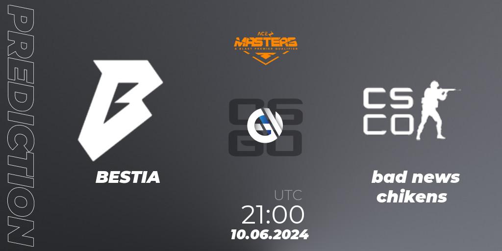 BESTIA - bad news chikens: прогноз. 11.06.2024 at 14:30, Counter-Strike (CS2), Ace South American Masters Fall 2024: Open Qualifier #1