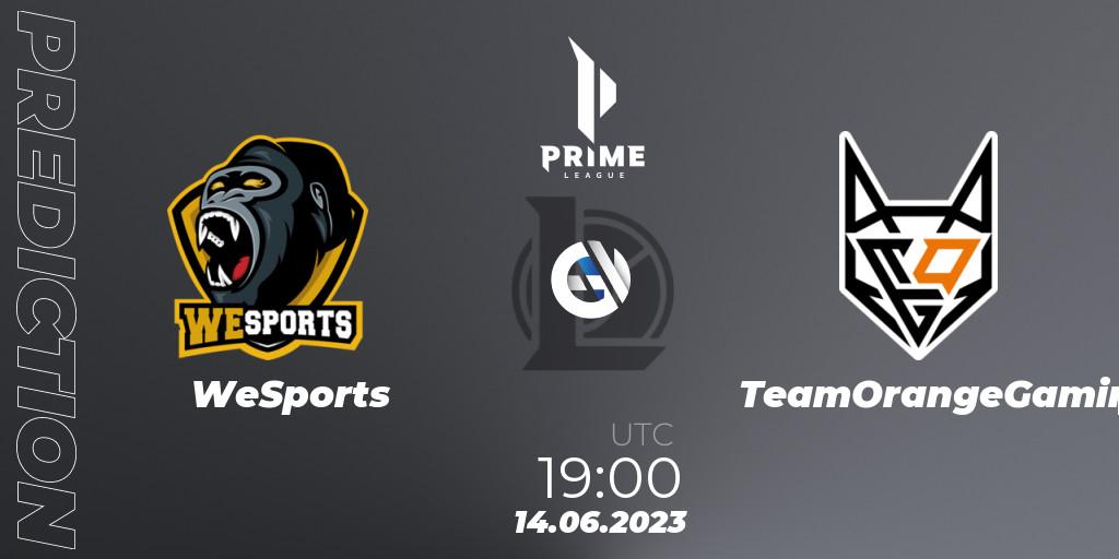 WeSports - TeamOrangeGaming: прогноз. 14.06.23, LoL, Prime League 2nd Division Summer 2023
