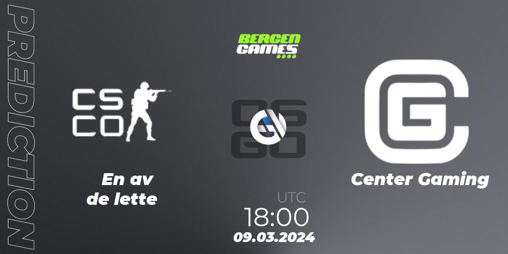 En av de lette - Center Gaming: прогноз. 09.03.24, CS2 (CS:GO), Bergen Games 2024: Online Stage