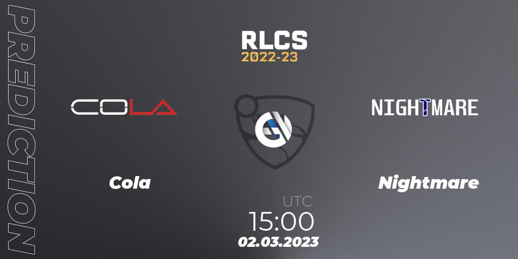 Cola - Nightmare: прогноз. 02.03.2023 at 15:00, Rocket League, RLCS 2022-23 - Winter: Middle East and North Africa Regional 3 - Winter Invitational
