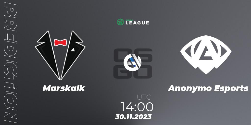 Marskalk - Anonymo Esports: прогноз. 30.11.2023 at 14:00, Counter-Strike (CS2), ESEA Season 47: Advanced Division - Europe
