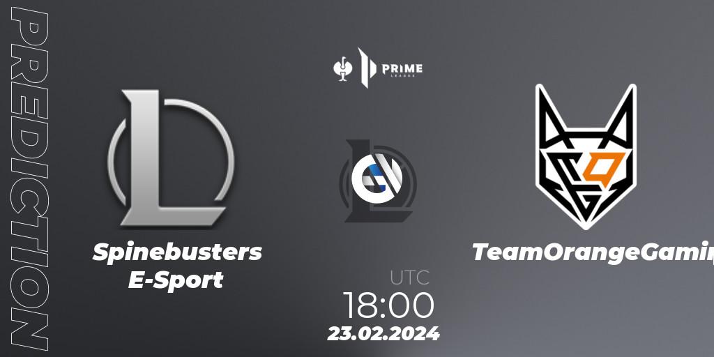 Spinebusters E-Sport - TeamOrangeGaming: прогноз. 23.02.24, LoL, Prime League 2nd Division