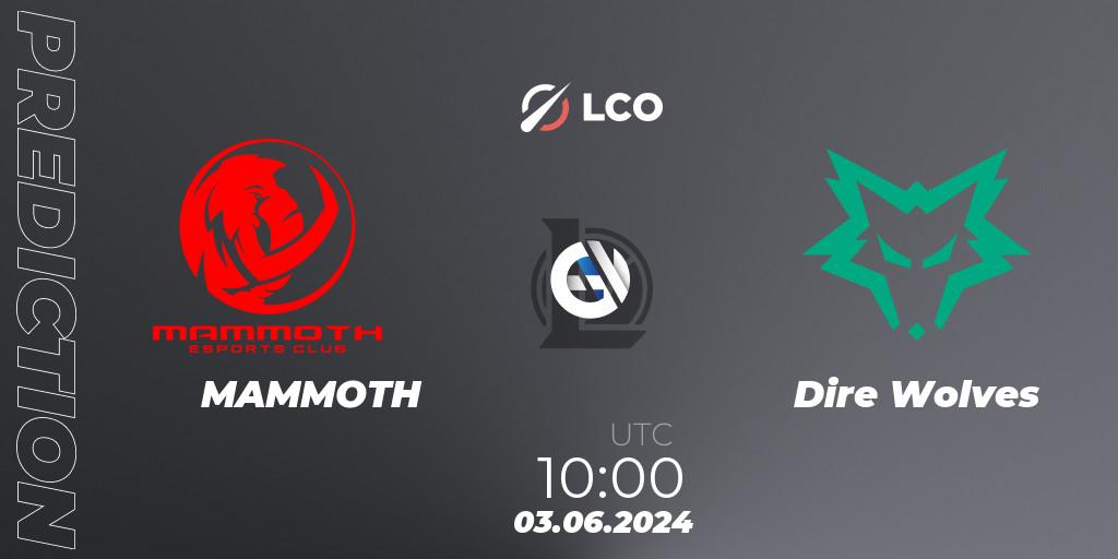 MAMMOTH - Dire Wolves: прогноз. 03.06.2024 at 10:00, LoL, LCO Split 2 2024 - Group Stage