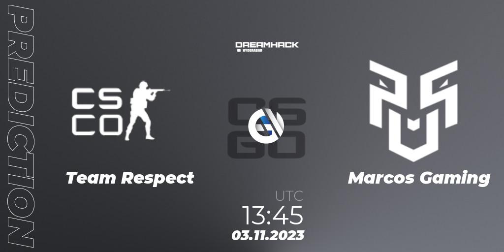 Team Respect - Marcos Gaming: прогноз. 03.11.2023 at 16:15, Counter-Strike (CS2), DreamHack Hyderabad Invitational 2023