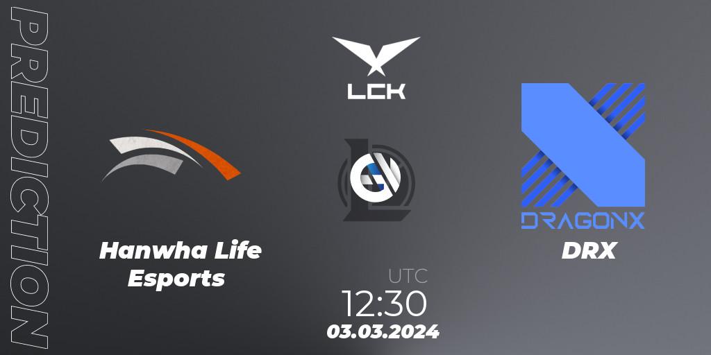 Hanwha Life Esports - DRX: прогноз. 03.03.2024 at 12:30, LoL, LCK Spring 2024 - Group Stage
