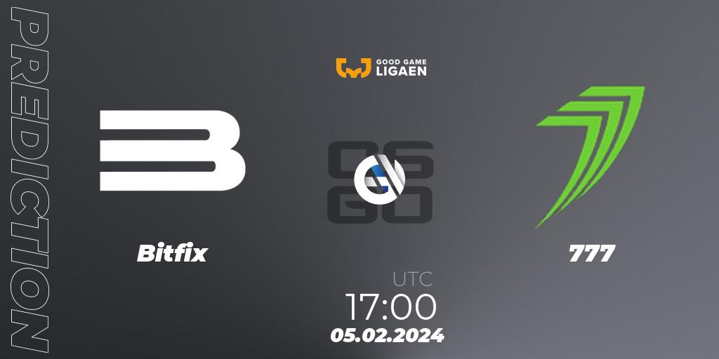 Bitfix - 777: прогноз. 05.02.2024 at 17:00, Counter-Strike (CS2), Good Game-ligaen Spring 2024