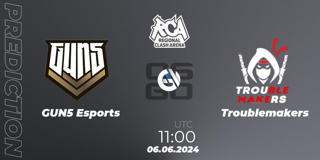 GUN5 Esports - Troublemakers: прогноз. 06.06.2024 at 11:00, Counter-Strike (CS2), Regional Clash Arena CIS