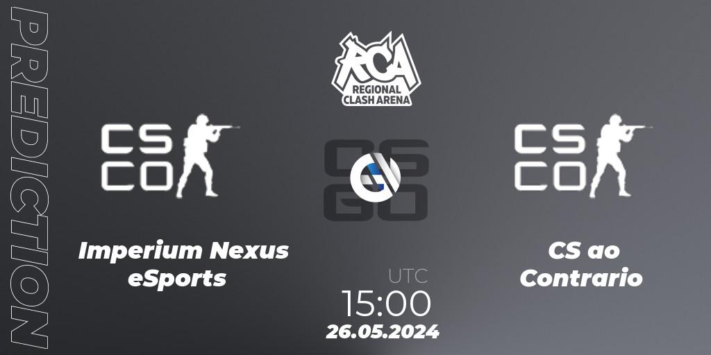 Imperium Nexus eSports - CS ao Contrario: прогноз. 26.05.2024 at 15:00, Counter-Strike (CS2), Regional Clash Arena South America: Closed Qualifier