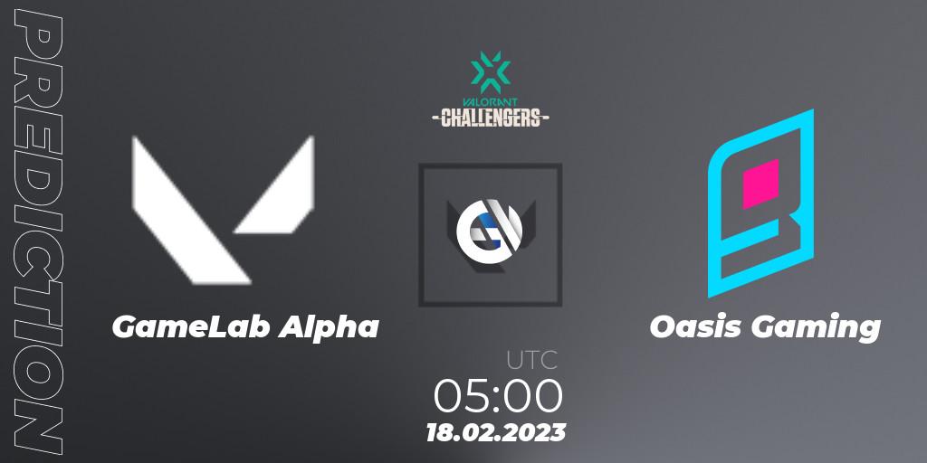 GameLab Alpha - Oasis Gaming: прогноз. 18.02.2023 at 05:00, VALORANT, VALORANT Challengers 2023: Philippines Split 1