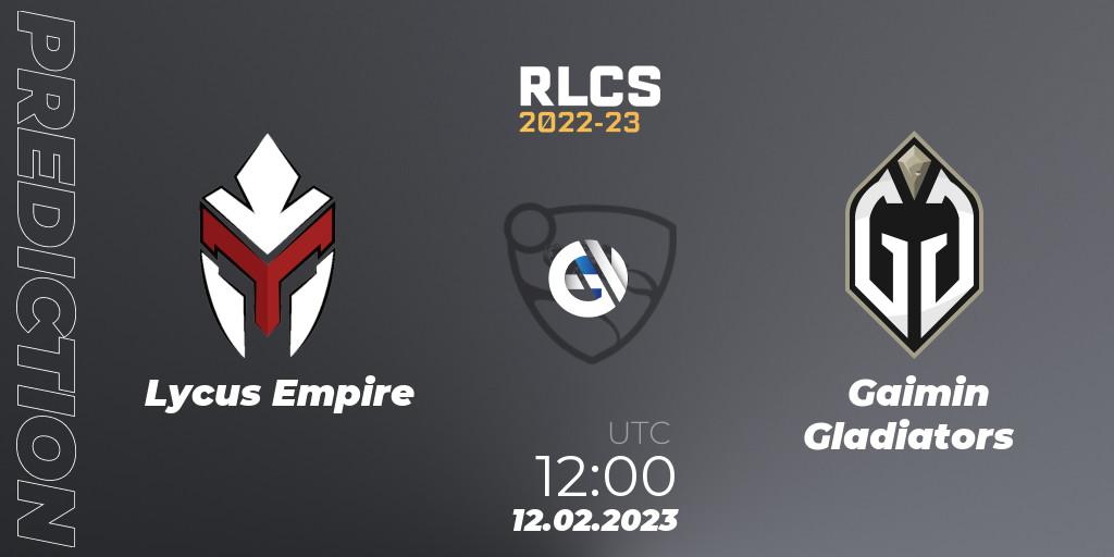 Lycus Empire - Gaimin Gladiators: прогноз. 12.02.2023 at 12:15, Rocket League, RLCS 2022-23 - Winter: Asia-Pacific Regional 2 - Winter Cup
