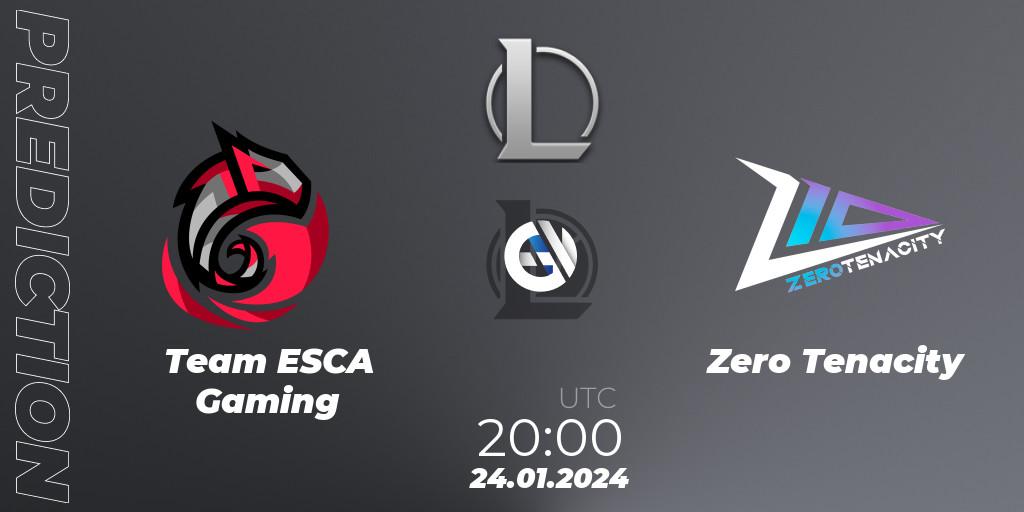 Team ESCA Gaming - Zero Tenacity: прогноз. 24.01.2024 at 20:00, LoL, Ultraliga S11