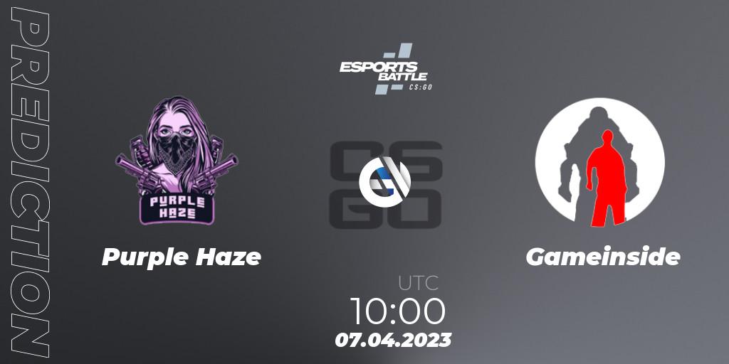 Purple Haze - Gameinside: прогноз. 07.04.2023 at 10:00, Counter-Strike (CS2), ESportsBattle Season 15