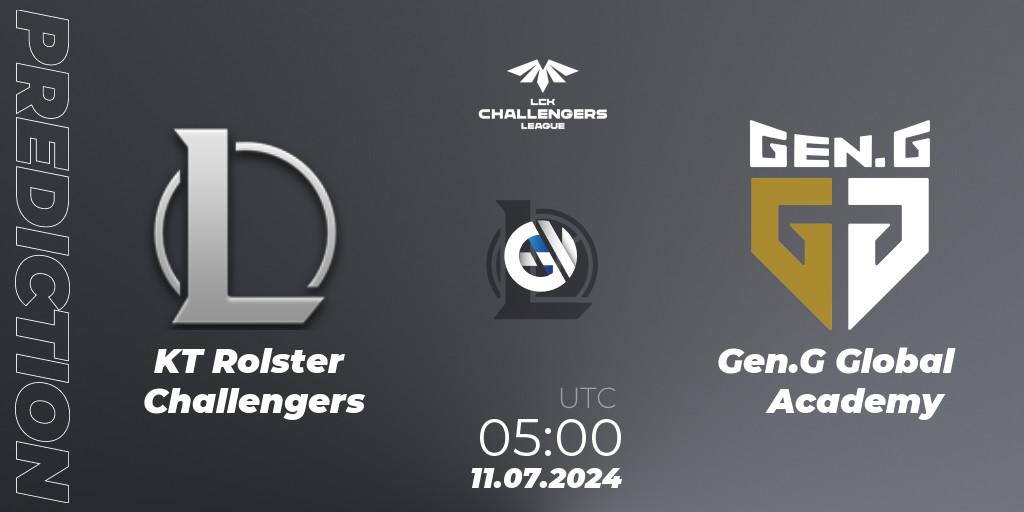 KT Rolster Challengers - Gen.G Global Academy: прогноз. 11.07.2024 at 05:00, LoL, LCK Challengers League 2024 Summer - Group Stage