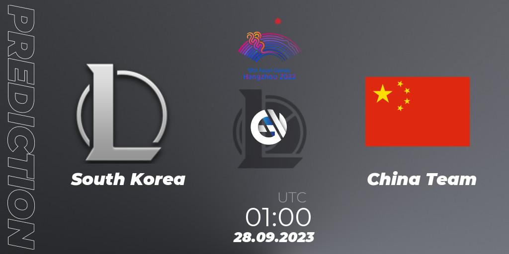 Korea Team - China Team: прогноз. 28.09.2023 at 01:00, LoL, 2022 Asian Games