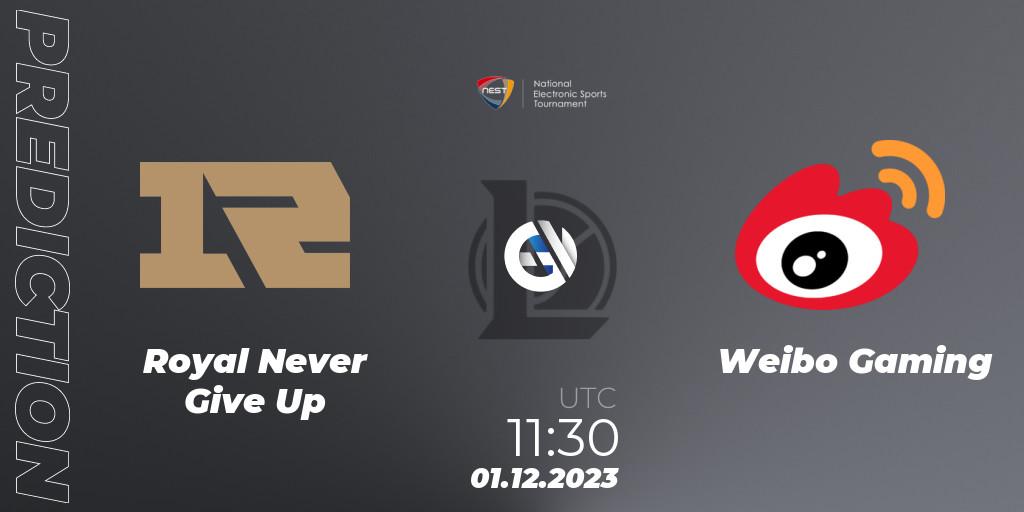 Royal Never Give Up - Weibo Gaming: прогноз. 01.12.23, LoL, NEST 2023