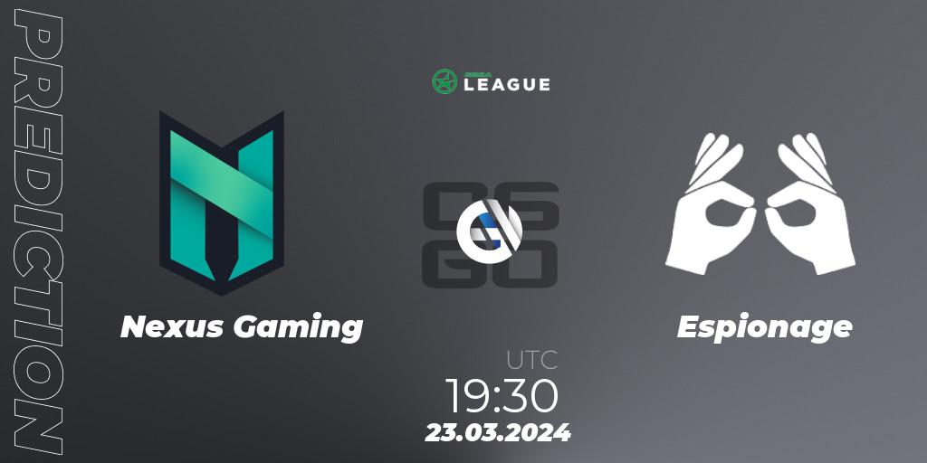 Nexus Gaming - Espionage: прогноз. 25.03.24, CS2 (CS:GO), ESEA Season 48: Advanced Division - Europe