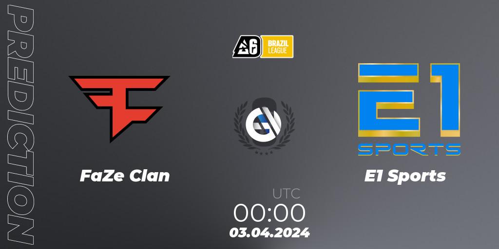 FaZe Clan - E1 Sports: прогноз. 02.04.24, Rainbow Six, Brazil League 2024 - Stage 1