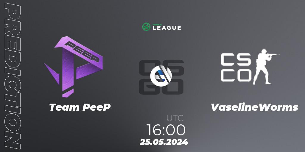 Team PeeP - VaselineWorms: прогноз. 25.05.2024 at 18:00, Counter-Strike (CS2), ESEA Season 49: Advanced Division - Europe