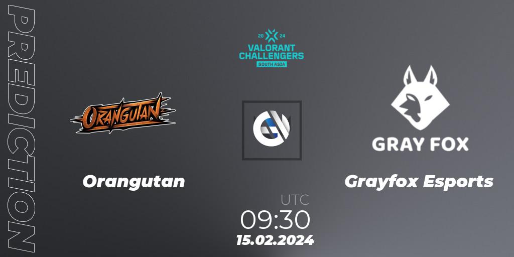 Orangutan - Grayfox Esports: прогноз. 15.02.24, VALORANT, VALORANT Challengers 2024: South Asia Split 1 - Cup 1