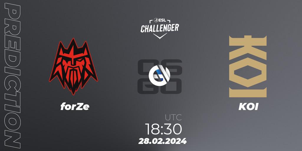 forZe - KOI: прогноз. 28.02.2024 at 18:30, Counter-Strike (CS2), ESL Challenger #56: European Closed Qualifier