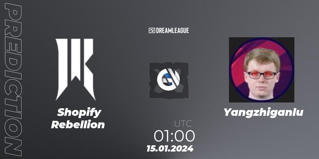 Shopify Rebellion - Yangzhiganlu: прогноз. 15.01.2024 at 01:02, Dota 2, DreamLeague Season 22: North America Closed Qualifier