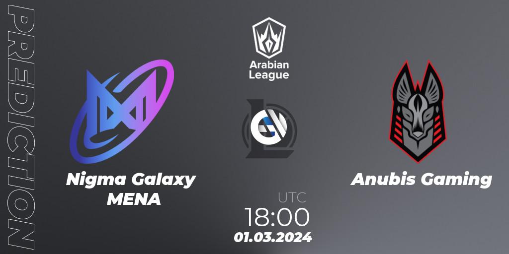 Nigma Galaxy MENA - Anubis Gaming: прогноз. 01.03.24, LoL, Arabian League Spring 2024