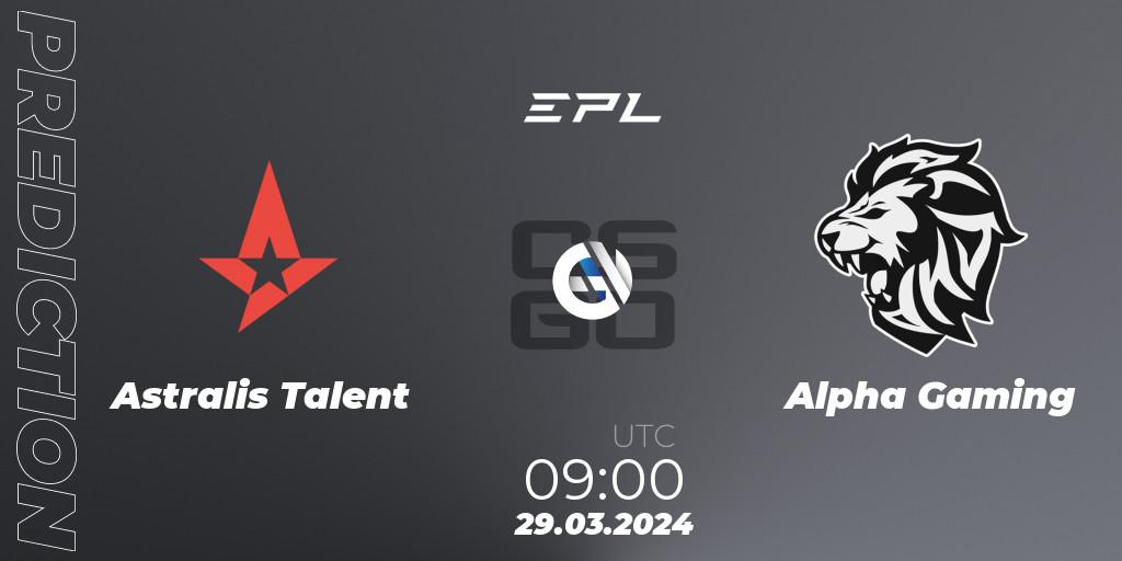 Astralis Talent - Alpha Gaming: прогноз. 29.03.24, CS2 (CS:GO), European Pro League Season 16: Division 2