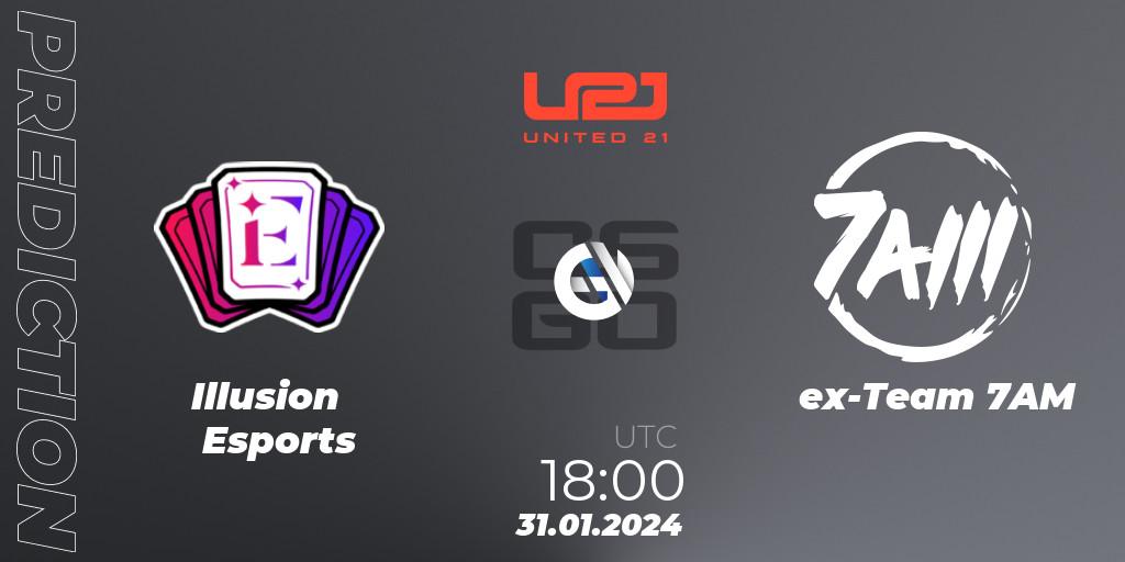 Illusion Esports - ex-Team 7AM: прогноз. 01.02.2024 at 12:30, Counter-Strike (CS2), United21 Season 10: Division 2