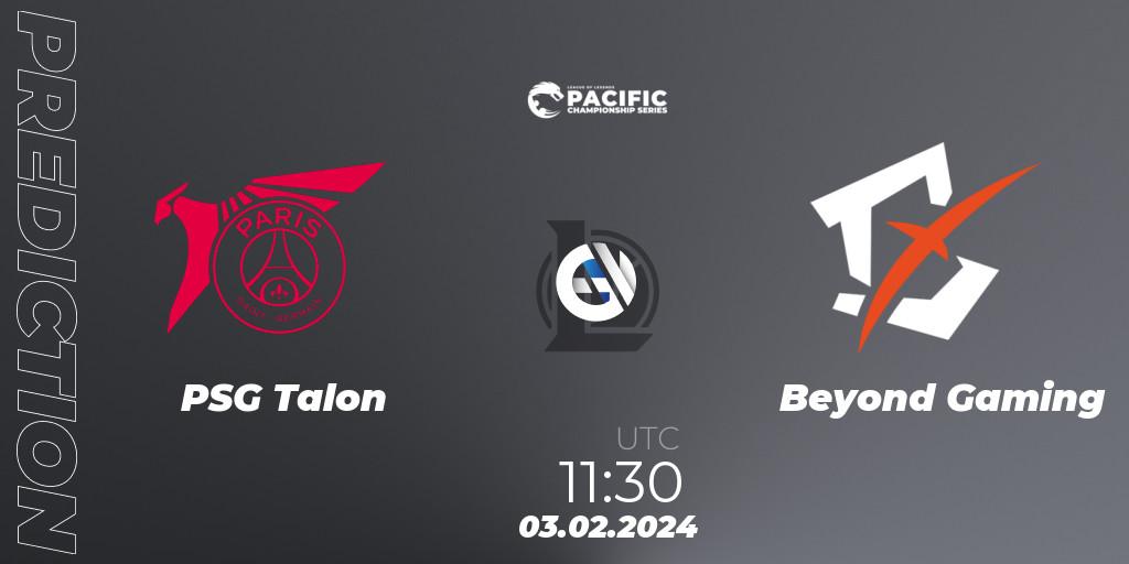 PSG Talon - Beyond Gaming: прогноз. 03.02.2024 at 11:30, LoL, PCS Spring 2024