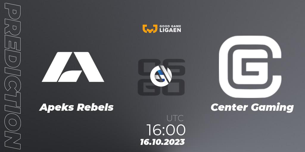 Apeks Rebels - Center Gaming: прогноз. 23.10.23, CS2 (CS:GO), Good Game-ligaen Fall 2023: Regular Season