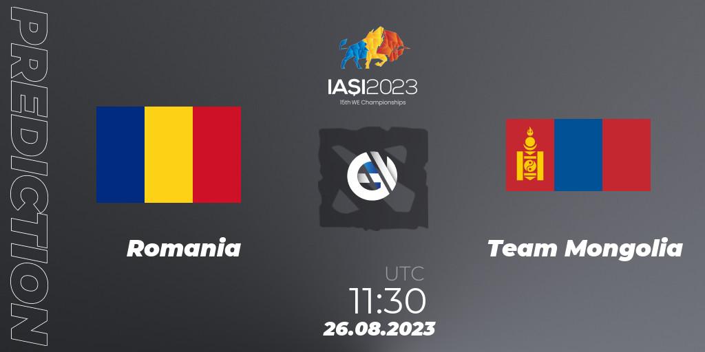 Romania - Team Mongolia: прогноз. 26.08.2023 at 17:30, Dota 2, IESF World Championship 2023