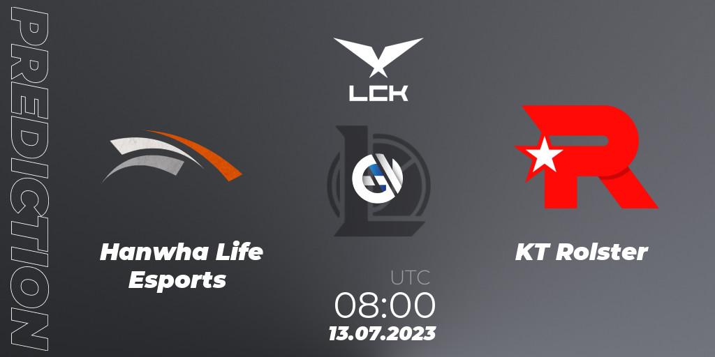 Hanwha Life Esports - KT Rolster: прогноз. 13.07.2023 at 08:00, LoL, LCK Summer 2023 Regular Season