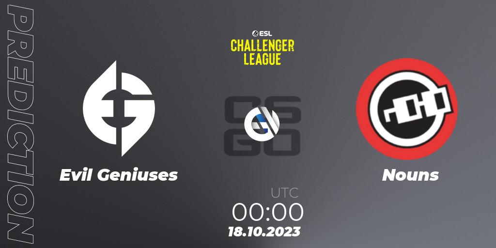 Evil Geniuses - Nouns: прогноз. 18.10.2023 at 00:00, Counter-Strike (CS2), ESL Challenger League Season 46: North America