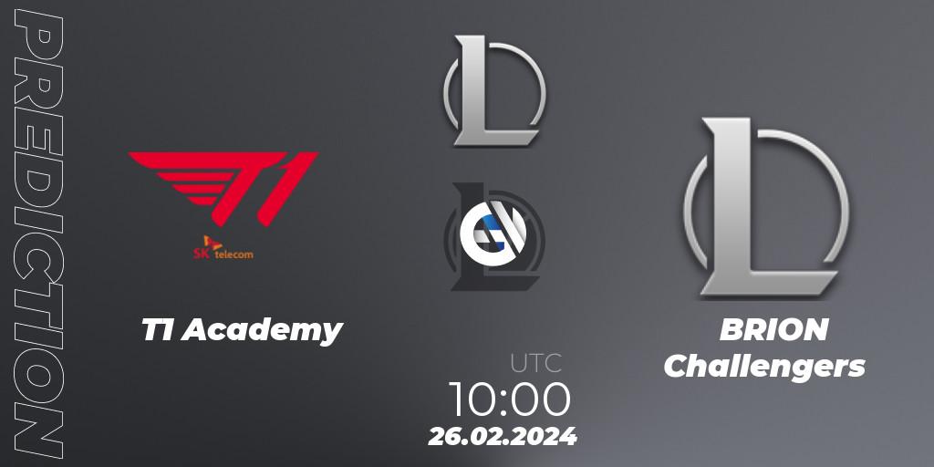 T1 Academy - BRION Challengers: прогноз. 26.02.24, LoL, LCK Challengers League 2024 Spring - Group Stage