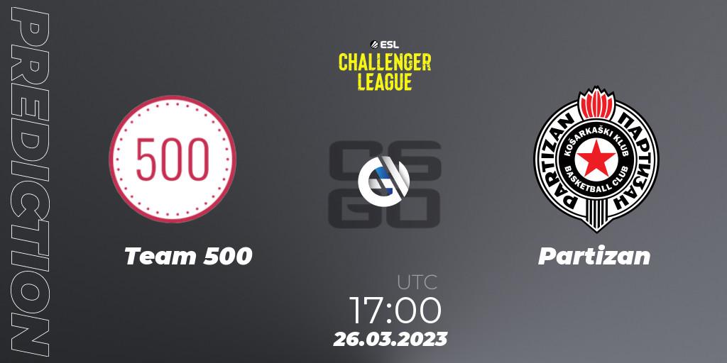 Team 500 - Partizan: прогноз. 26.03.2023 at 14:00, Counter-Strike (CS2), ESL Challenger League Season 44 Relegation: Europe