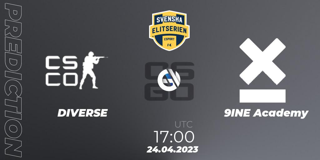 DIVERSE - 9INE Academy: прогноз. 24.04.2023 at 17:00, Counter-Strike (CS2), Svenska Elitserien Spring 2023: Online Stage
