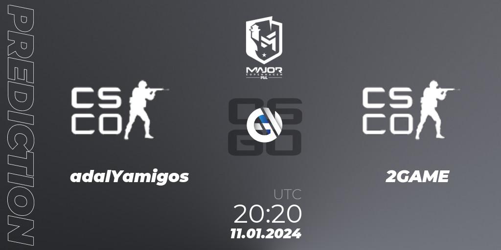 adalYamigos - 2GAME: прогноз. 11.01.2024 at 20:35, Counter-Strike (CS2), PGL CS2 Major Copenhagen 2024 South America RMR Open Qualifier 2