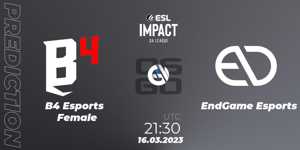 B4 Esports Female - EndGame Esports: прогноз. 16.03.23, CS2 (CS:GO), ESL Impact League Season 3: South American Division